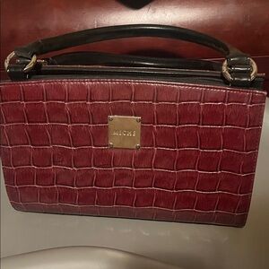 Miche Burgundy Croc-Embossed Clutch